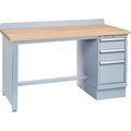 Lista International Technical Workbench w/Tech Leg, 3 Drawer Cabinet, Butcher Block Top - Gray XSTB20-60BT/LG
